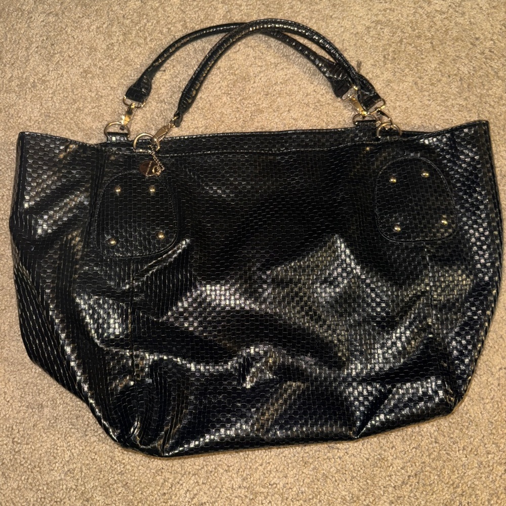 Big Buddha Black Textured Tote Bag